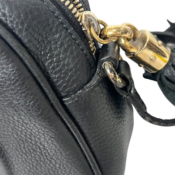 $1280 GUCCI Black Leather Disco Soho Gold Hardware Tassel Crossbody Bag as is - Picture 9 of 16